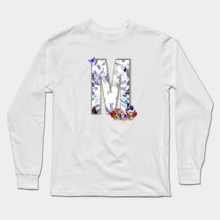 Name Initial Letter M and Fairy Wren Long Sleeve T-Shirt